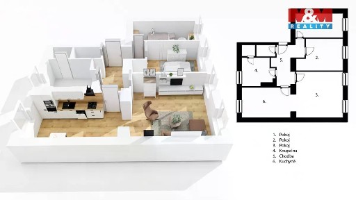Prodej bytu 3+1 72 m² Nákladní, Jablonec nad Nisou