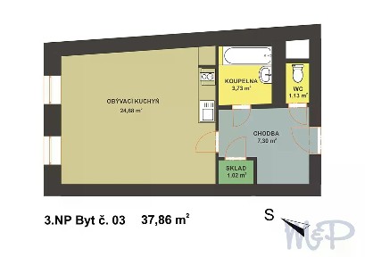 Pronájem bytu 1+kk 37 m² Benešova, Jihlava