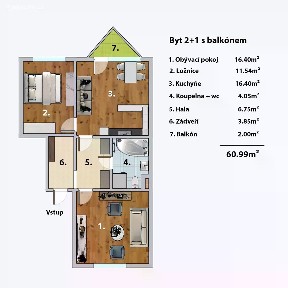 Prodej bytu 2+1 61 m² Dandova, Praha - Horní Počernice