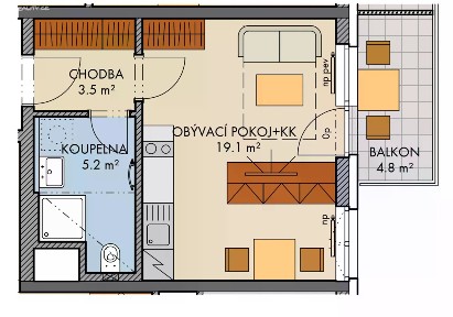 Prodej bytu 1+kk 40 m² Honzíkova, Praha - Dolní Měcholupy