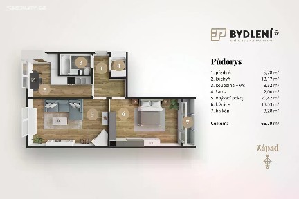 Prodej bytu 2+1 62 m² Palackého, Chomutov