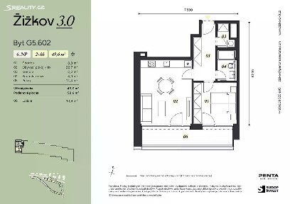 Prodej bytu 2+kk 50 m² Malešická, Praha - Žižkov