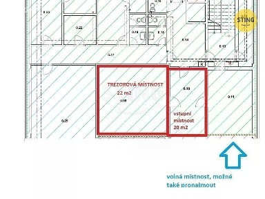 Pronájem skladového prostoru 42 m²