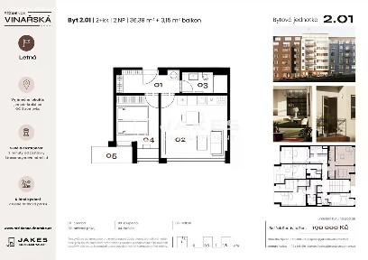 Prodej bytu 2+kk 36 m² Vinařská, Praha - Holešovice