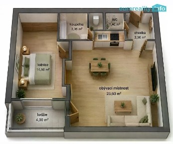 Pronájem bytu 2+kk 49 m² Na Horizontu, Králův Dvůr