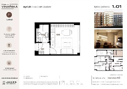 Prodej bytu 1+kk 22 m² Vinařská, Praha - Holešovice