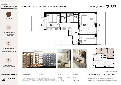 Prodej bytu 3+kk 56 m² Vinařská, Praha - Holešovice