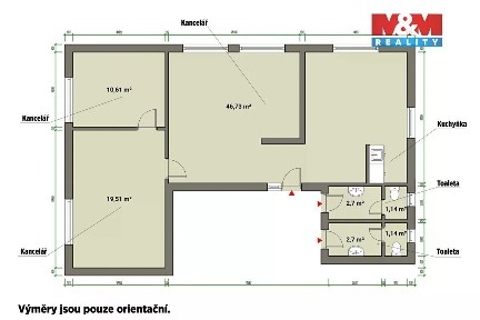 Pronájem kanceláře 80 m²