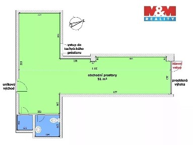 Pronájem obchodního prostoru 55 m²