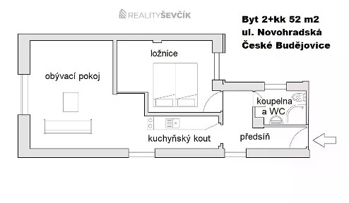 Pronájem bytu 2+kk 52 m² Novohradská, České Budějovice - České Budějovice 6