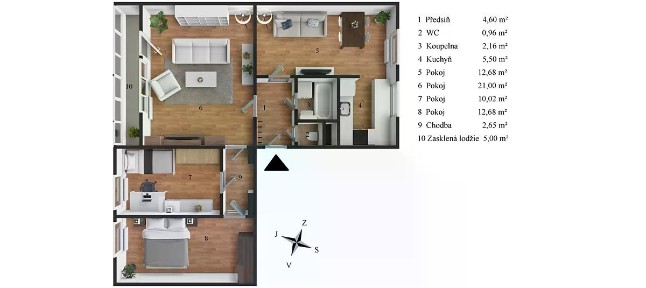 Prodej bytu 4+kk 73 m²