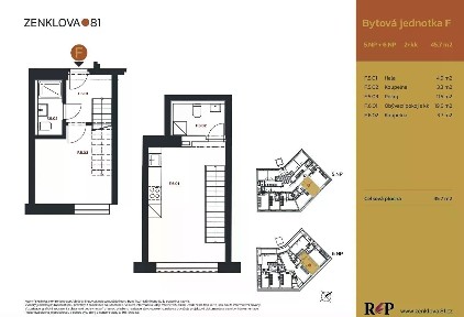 Prodej bytu 2+kk 48 m² Zenklova, Praha - Libeň