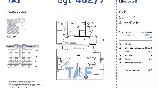 Prodej bytu 2+kk 59 m² Liborova, Praha - Břevnov