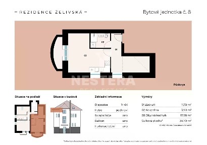 Prodej bytu 1+kk 34 m² Želivská, Praha - Kyje