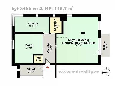 Prodej bytu 3+kk 124 m²