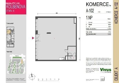 Prodej obchodního prostoru 73 m² Smržových, Praha - Vysočany