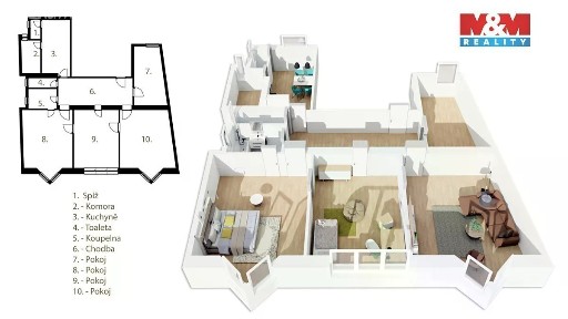 Pronájem bytu 4+1 105 m² Odboje, Český Těšín