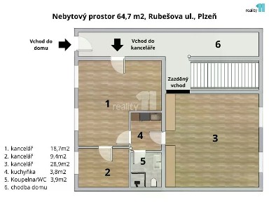 Prodej kanceláře 65 m²