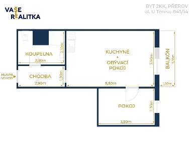 Pronájem bytu 2+kk 38 m² U Tenisu, Přerov - Přerov I-Město