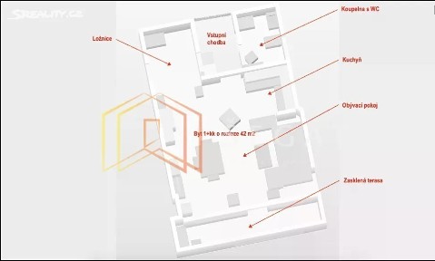 Prodej bytu 1+kk 42 m² Hrabyně