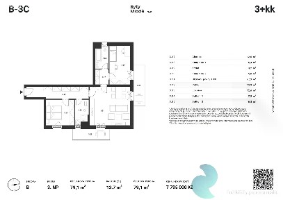 Prodej bytu 3+kk 84 m² České Budějovice - České Budějovice 5