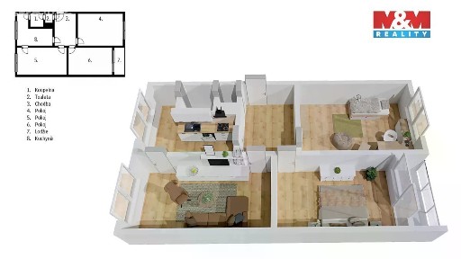 Prodej bytu 3+1 78 m² Zárubova, Praha - Kamýk