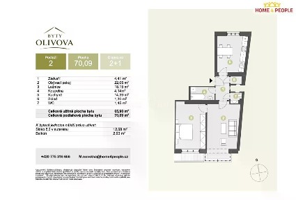 Prodej bytu 2+1 69 m²