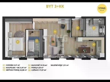 Pronájem bytu 3+kk 72 m²