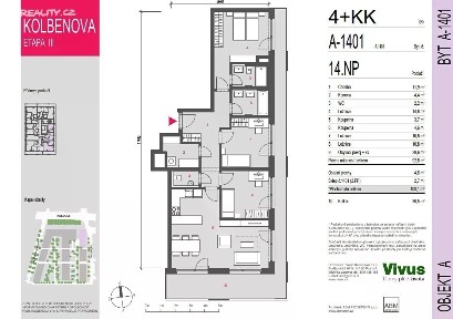 Prodej bytu 4+kk 100 m² Smržových, Praha - Vysočany