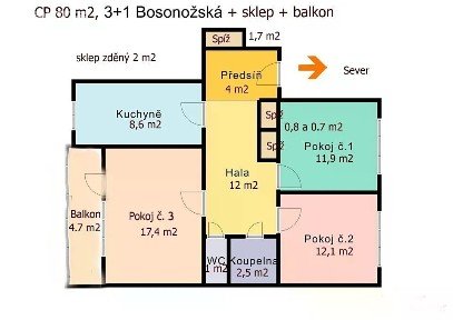 Prodej bytu 3+1 75 m² Bosonožská, Brno - Starý Lískovec