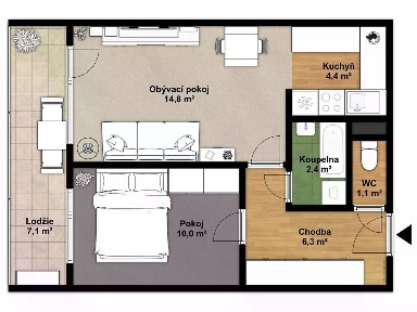 Prodej bytu 2+kk 39 m² Třebenická, Praha - Kobylisy