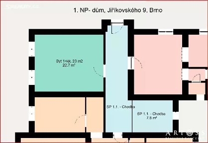 Pronájem bytu 1+kk 23 m² Jiříkovského, Brno - Stránice