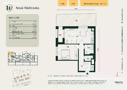 Prodej bytu 2+kk 56 m² náměstí Augustina Bubníka, Praha - Radlice