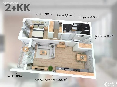 Pronájem bytu 2+kk 57 m² Josefa Lady, Prostějov
