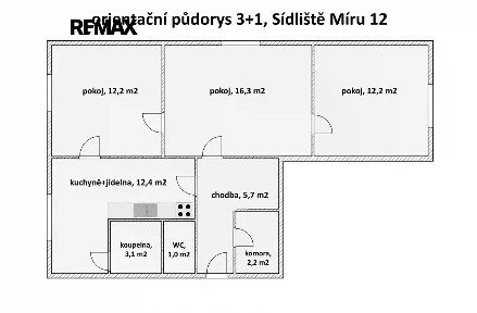 Pronájem bytu 3+1 65 m² Sídl. Míru, Volary