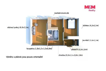 Pronájem bytu 2+1 52 m² Lesná