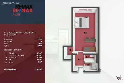 Prodej bytu 1+kk 29 m² Pod Lysinami, Praha - Hodkovičky