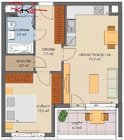 Prodej bytu 2+kk 52 m² náměstí Olgy Scheinpflugové, Praha - Hlubočepy