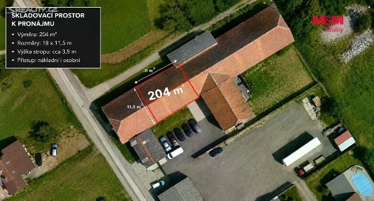 Pronájem skladového prostoru 204 m²