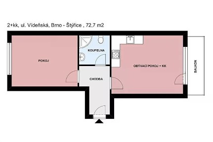 Pronájem bytu 2+kk 62 m² Vídeňská, Brno - Štýřice