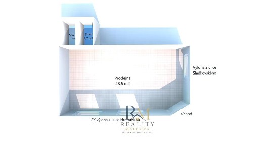 Pronájem obchodního prostoru 51 m² Sladkovského, Pardubice - Zelené Předměstí