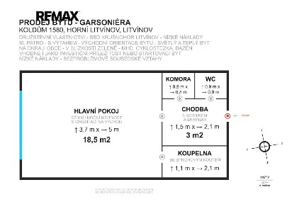 Prodej bytu 1+kk 25 m² Koldům, Litvínov - Horní Litvínov