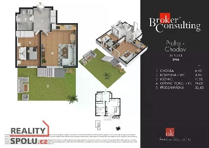 Pronájem bytu 2+kk 44 m² Medkova, Praha - Chodov
