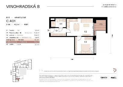 Prodej bytu 2+kk 50 m²