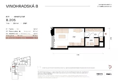 Prodej bytu 1+kk 32 m² Vinohradská, Praha - Vinohrady