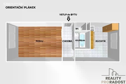 Pronájem bytu 1+1 31 m² Na Bystřičce, Olomouc - Hodolany