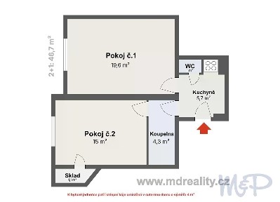 Prodej bytu 2+1 47 m²