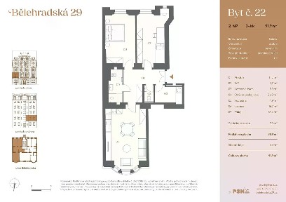 Prodej bytu 3+kk 82 m² Bělehradská, Praha - Vinohrady