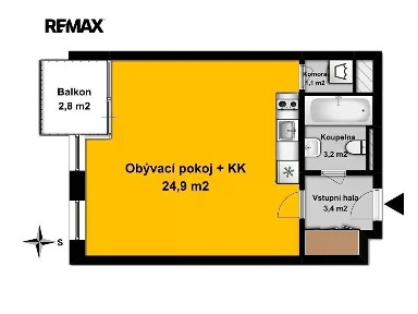 Pronájem bytu 1+kk 33 m² U Hřiště, Velký Osek