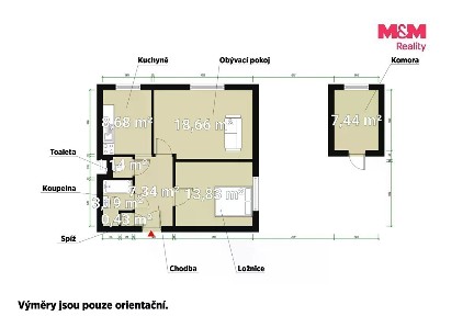 Pronájem bytu 2+1 60 m² Červené Poříčí